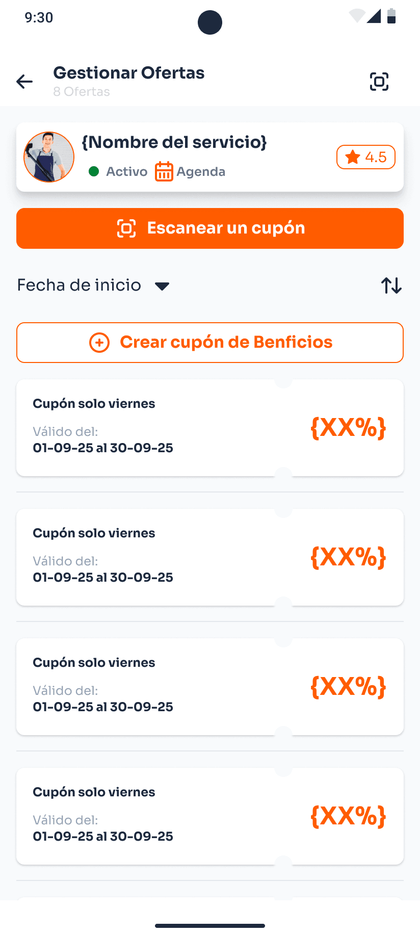 Listado de cupones vigentes en el gestor de beneficios