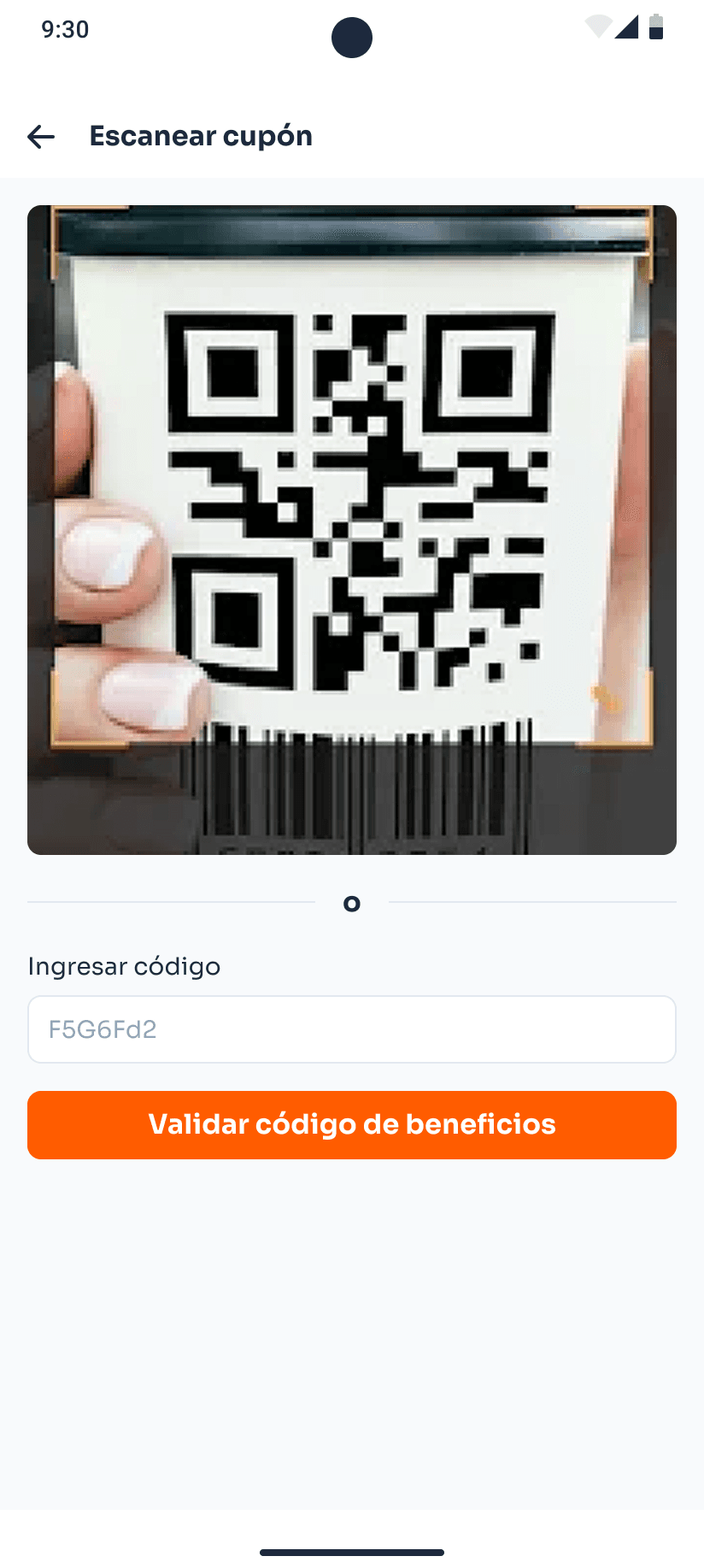 Escáner para validar el código de un cupón
