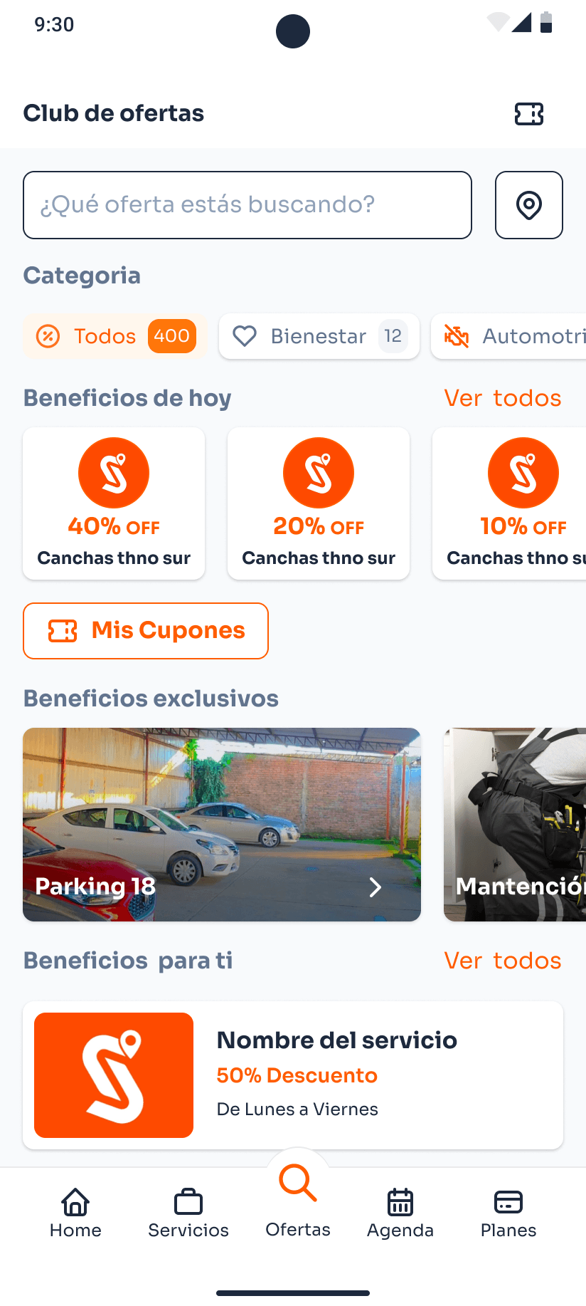 Inicio del Club de Beneficios con categorías y ofertas destacadas