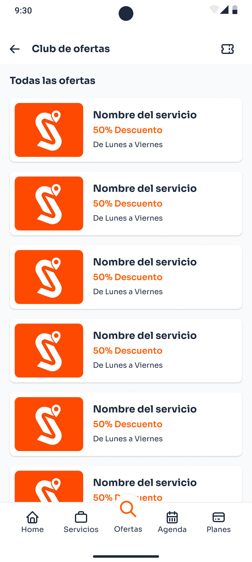 Listado de ofertas disponibles en el Club de Beneficios